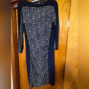 Ralph Lauren Blue And Cream Fitted Dress